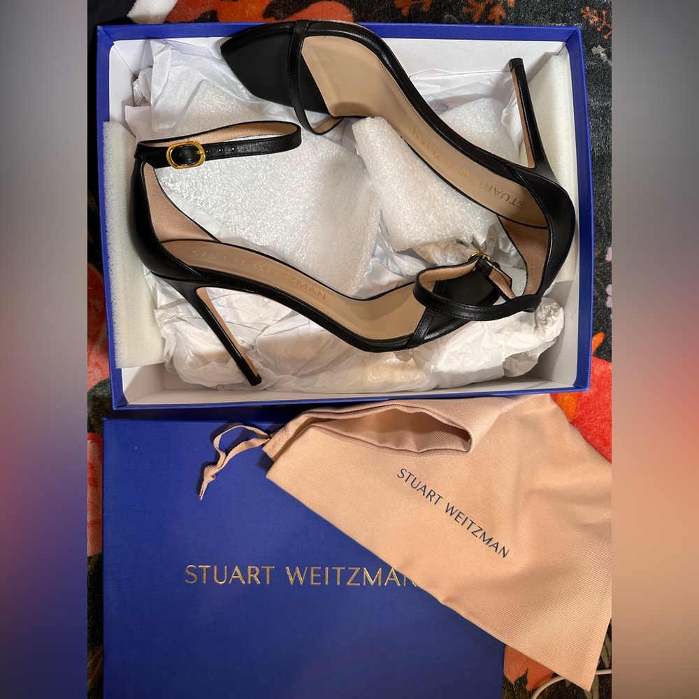 Like new Stuart Weitzman Nudistcurve 100 Sandal in Black high heel stiletto - Picture 5 of 10